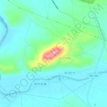 Mappa topografica Castillo de Gormaz, altitudine, rilievo