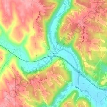 Mappa topografica Guilford, altitudine, rilievo