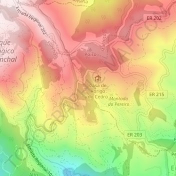 Mappa topografica Montado do Pereiro, altitudine, rilievo