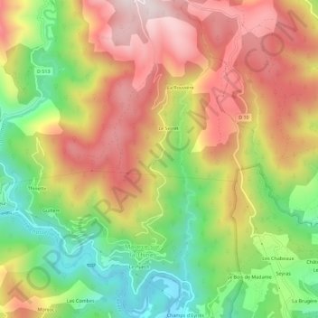 Mappa topografica Le Cousset, altitudine, rilievo