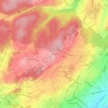 Mappa topografica La Goille, altitudine, rilievo