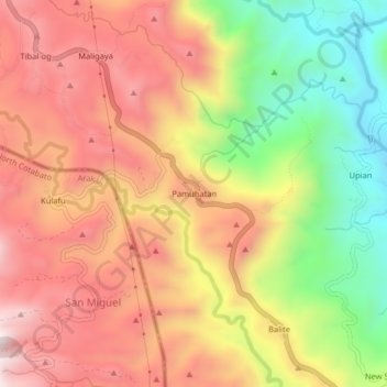 Mappa topografica Pamuhatan, altitudine, rilievo