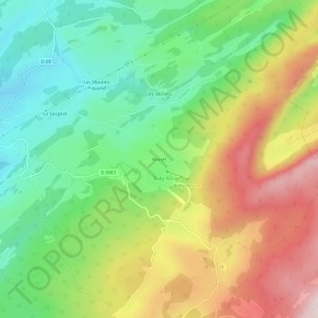 Mappa topografica Rosset, altitudine, rilievo
