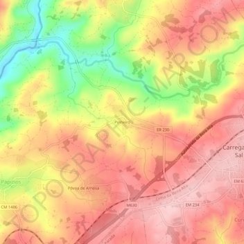 Mappa topografica Pinheiro, altitudine, rilievo