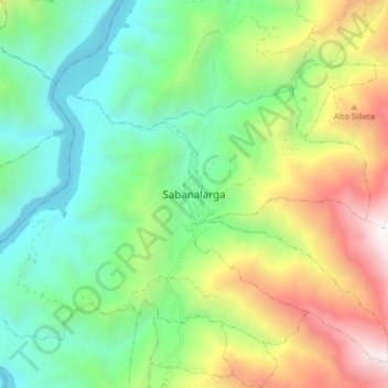 Mappa topografica Sabanalarga, altitudine, rilievo