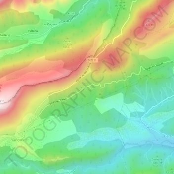 Mappa topografica Le Pouyol, altitudine, rilievo
