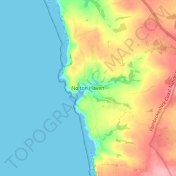 Mappa topografica Nolton Haven, altitudine, rilievo
