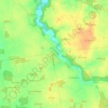 Mappa topografica Montacher, altitudine, rilievo