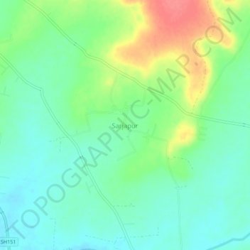 Mappa topografica Sarjapur, altitudine, rilievo
