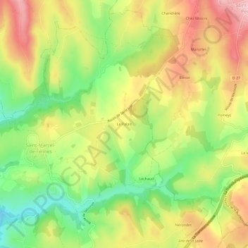 Mappa topografica Le Palais, altitudine, rilievo
