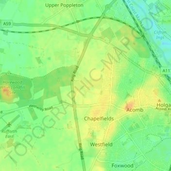 Mappa topografica Knapton, altitudine, rilievo