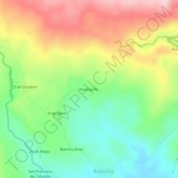 Mappa topografica Huasquilla, altitudine, rilievo