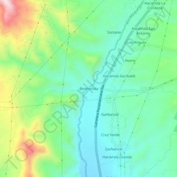 Mappa topografica Bentrellata, altitudine, rilievo
