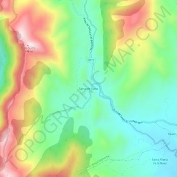 Mappa topografica Sarsa de Surta, altitudine, rilievo
