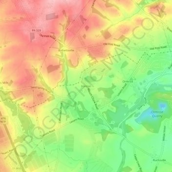 Mappa topografica Ironton, altitudine, rilievo