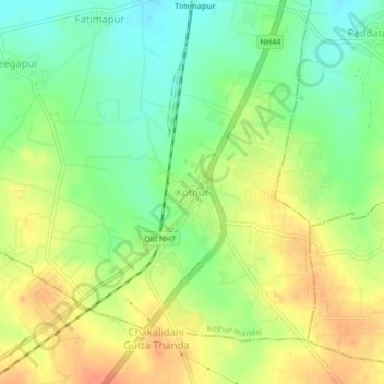Mappa topografica Kothur, altitudine, rilievo