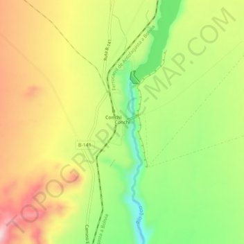Mappa topografica Conchi, altitudine, rilievo