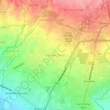 Mappa topografica Banaba South, altitudine, rilievo