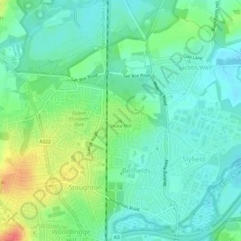 Mappa topografica Stoke Hill, altitudine, rilievo