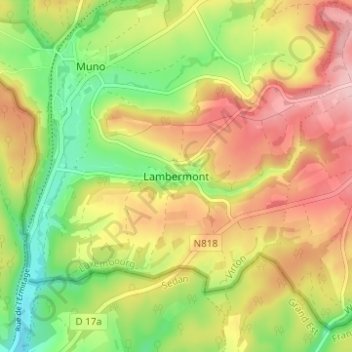 Mappa topografica Lambermont, altitudine, rilievo