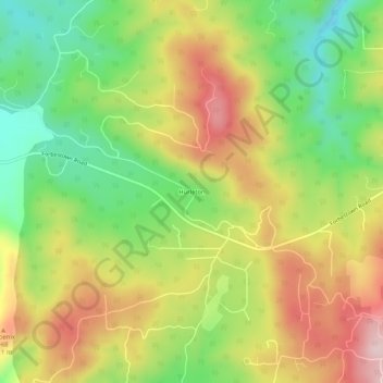 Mappa topografica Hurleton, altitudine, rilievo