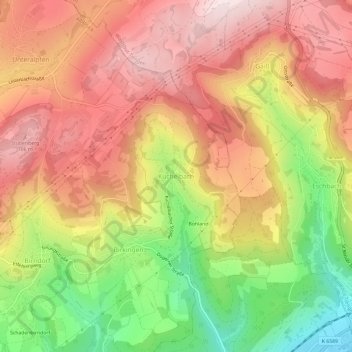 Mappa topografica Kuchelbach, altitudine, rilievo