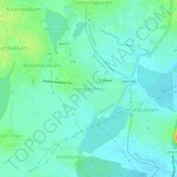 Mappa topografica Noothanchery, altitudine, rilievo