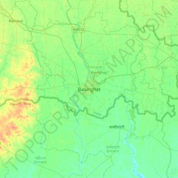 Mappa topografica Balurghat, altitudine, rilievo