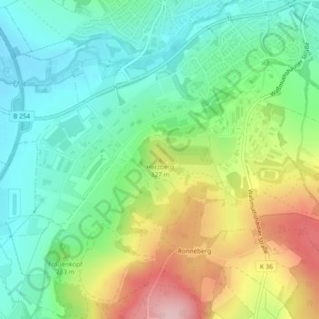Mappa topografica Herzberg, altitudine, rilievo