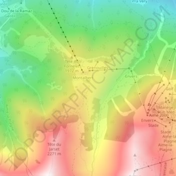 Mappa topografica Chalet de Prajourdan, altitudine, rilievo