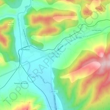 Mappa topografica Robles de la Valcueva, altitudine, rilievo