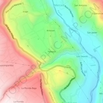 Mappa topografica Yataquí, altitudine, rilievo