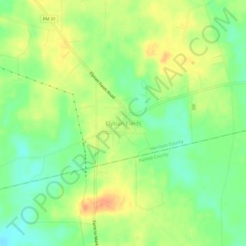 Mappa topografica Elysian Fields, altitudine, rilievo