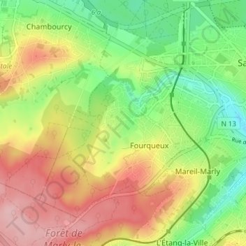 Mappa topografica Le Val, altitudine, rilievo