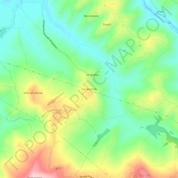 Mappa topografica San Bartolo, altitudine, rilievo
