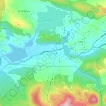 Mappa topografica Carucedo, altitudine, rilievo
