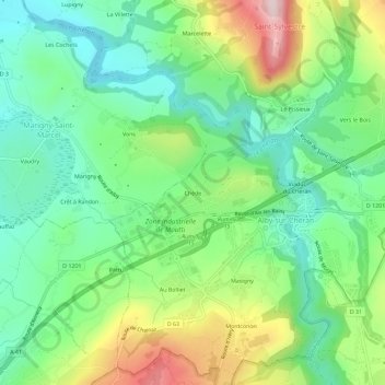 Mappa topografica Chède, altitudine, rilievo