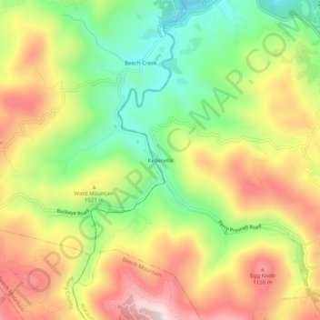 Mappa topografica Kellerville, altitudine, rilievo