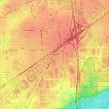 Mappa topografica Welco Corners, altitudine, rilievo
