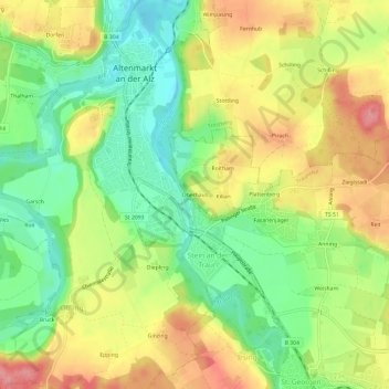 Mappa topografica Oberhaus, altitudine, rilievo