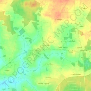 Mappa topografica Les Essarts, altitudine, rilievo