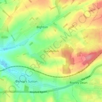 Mappa topografica Gundleton, altitudine, rilievo