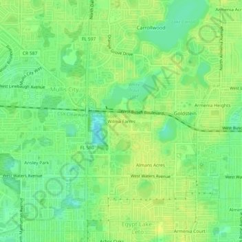 Mappa topografica Wilma Farms, altitudine, rilievo