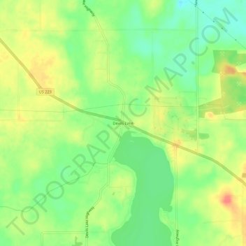 Mappa topografica Devils Lake, altitudine, rilievo