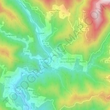 Mappa topografica Coiric, altitudine, rilievo