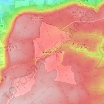 Mappa topografica Friedrichsrode, altitudine, rilievo