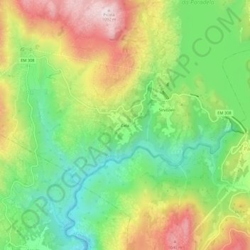 Mappa topografica Cela, altitudine, rilievo