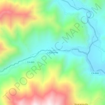 Mappa topografica Lanchema, altitudine, rilievo