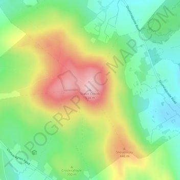 Mappa topografica Slieve Croob, altitudine, rilievo