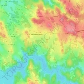 Mappa topografica Le Betz, altitudine, rilievo